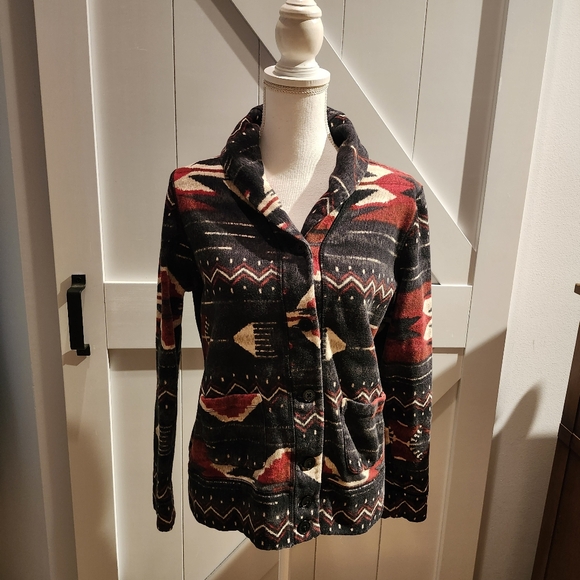 Ralph Lauren Jeans Tribal Patterned Button-Up Cardigan Shaket Size L - Picture 1 of 15